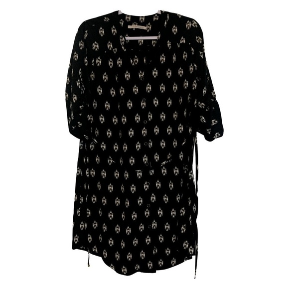 41 Hawthorn Dresses & Skirts - 41 Hawthorn Women's Patterned Black and Cream Tie-Waist Dress, Size S
